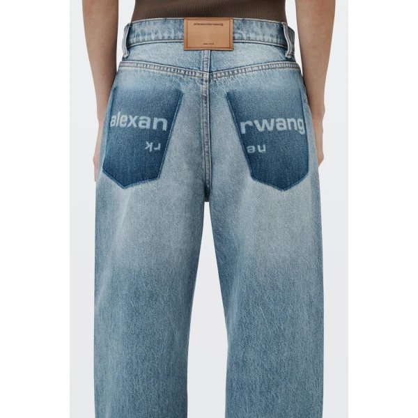 Alexander Wang Float Mid-Rise Relaxed Shadow Pocket Jean in Authentic Light Indigo | Denim | Luxury Shoes 