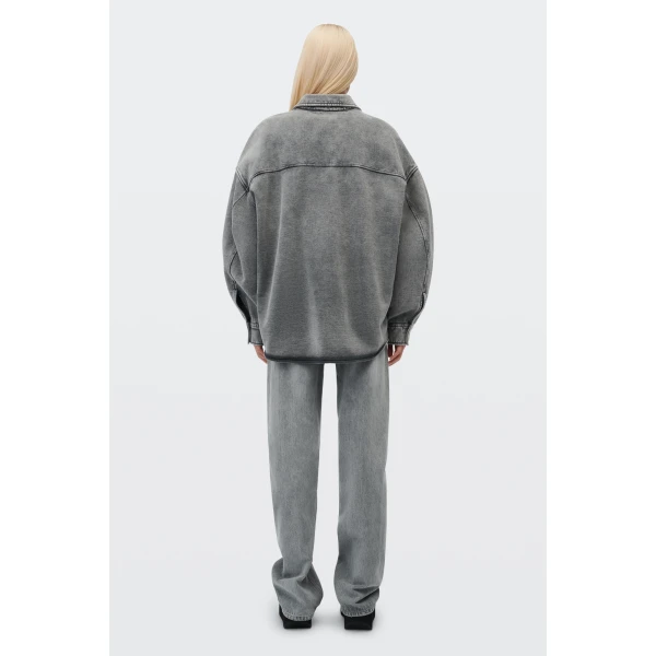 Alexander Wang Float Mid-Rise Relaxed Shadow Pocket Jean in Washed Grey | Denim | Luxury Shoes 