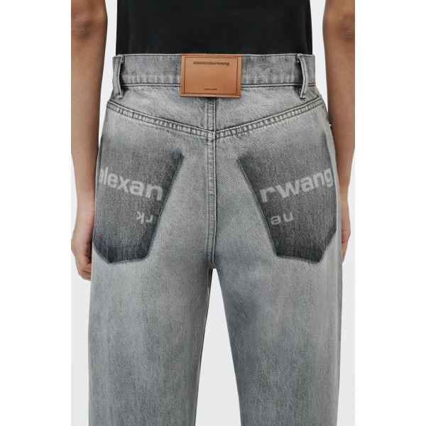 Alexander Wang Float Mid-Rise Relaxed Shadow Pocket Jean in Washed Grey | Denim | Luxury Shoes 
