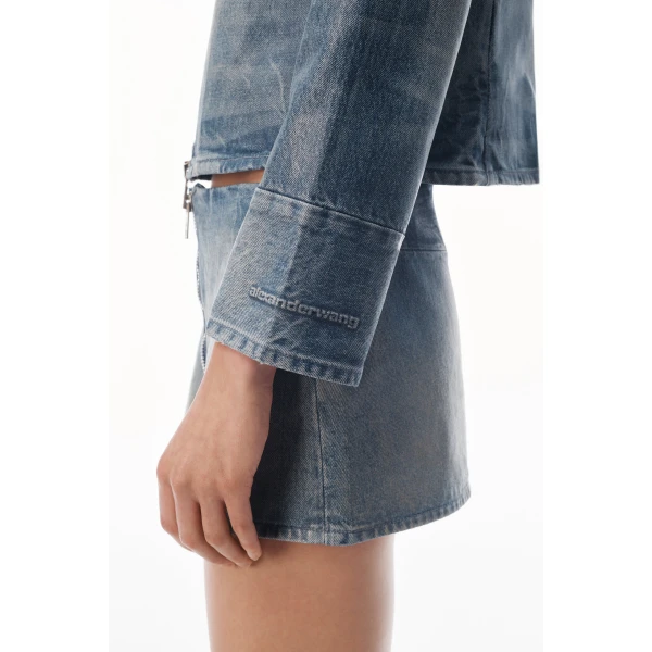 Alexander Wang Glazed Denim Jacket in Glazed Vintage Indigo | Jackets | Luxury Shoes 