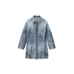 Alexander Wang Glazed Denim Long Jacket in Glazed Vintage Indigo | Luxury Shoes 