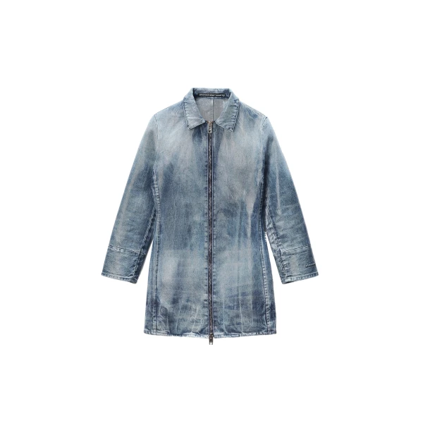 Alexander Wang Glazed Denim Long Jacket in Glazed Vintage Indigo | Luxury Shoes 
