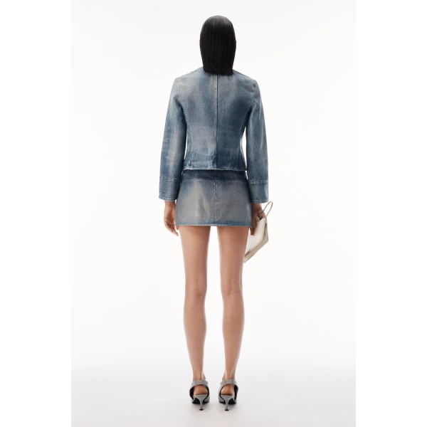 Alexander Wang Glazed Denim Mini Skirt in Glazed Vintage Indigo | Denim Skirts | Luxury Shoes 