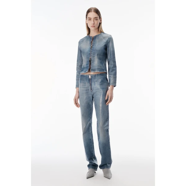 Alexander Wang Glazed Denim Slim Pant in Glazed Vintage Indigo | Denim | Luxury Shoes 