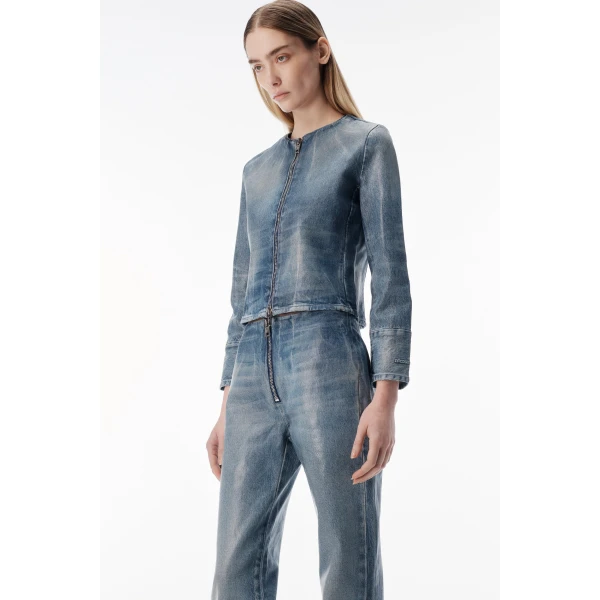 Alexander Wang Glazed Denim Slim Pant in Glazed Vintage Indigo | Denim | Luxury Shoes 