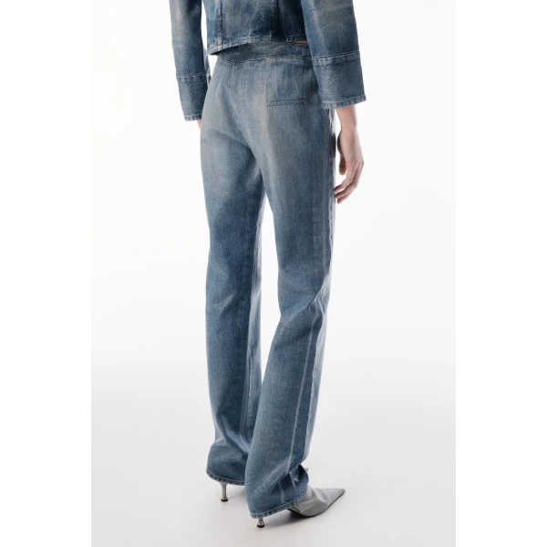 Alexander Wang Glazed Denim Slim Pant in Glazed Vintage Indigo | Denim | Luxury Shoes 