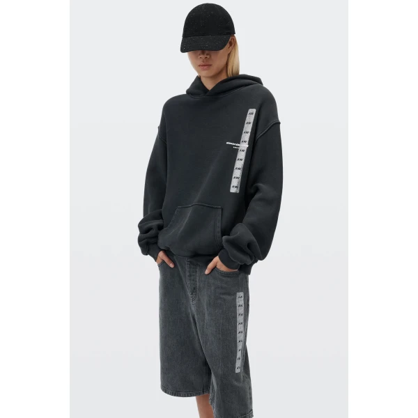 Alexander Wang Graphic Hoodie in Washed Black | Hoodies | Luxury Shoes 