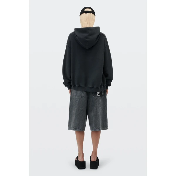 Alexander Wang Graphic Hoodie in Washed Black | Hoodies | Luxury Shoes 