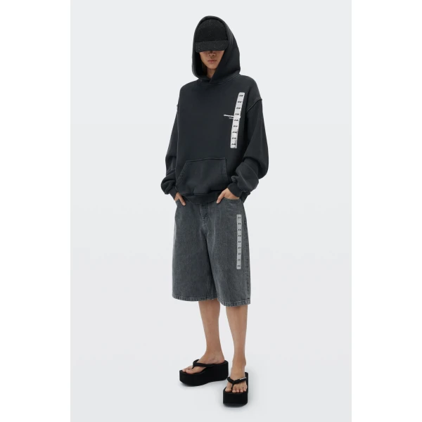 Alexander Wang Graphic Hoodie in Washed Black | Hoodies | Luxury Shoes 