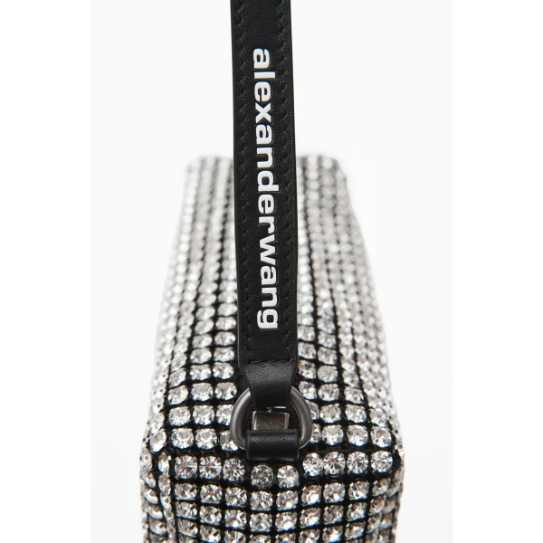 Alexander Wang Heiress Pouch in Crystal Hotfix Mesh in White | Clutch Bags | Luxury Shoes 