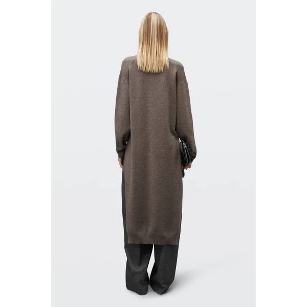 Alexander Wang High-Low Hem Turtleneck in Dark Oatmeal Melange | Long Sleeve | Luxury Shoes 