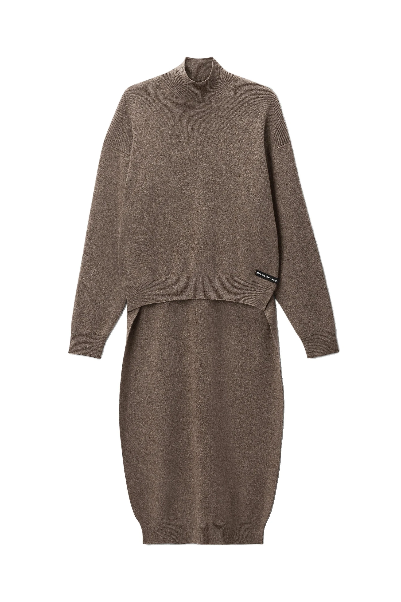 Alexander Wang High-Low Hem Turtleneck in Dark Oatmeal Melange Alexander Wang High-Low Hem Turtleneck in Dark Oatmeal Melange | Luxury Shoes