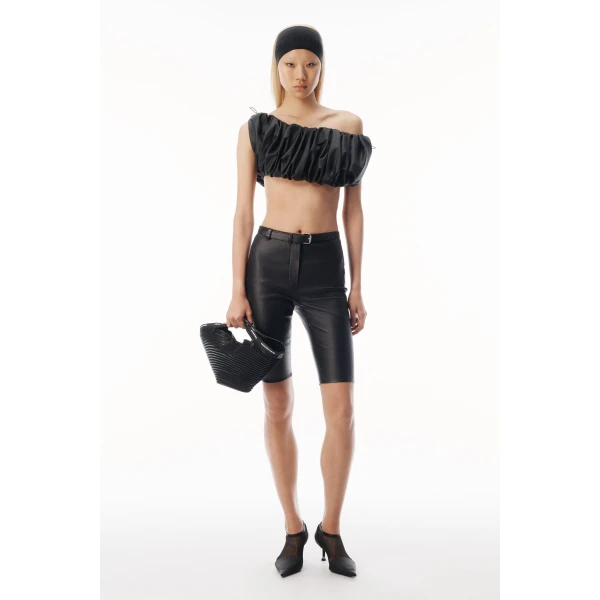 Alexander Wang High-Rise Leather Shorts with Belt in Black | Shorts | Luxury Shoes 