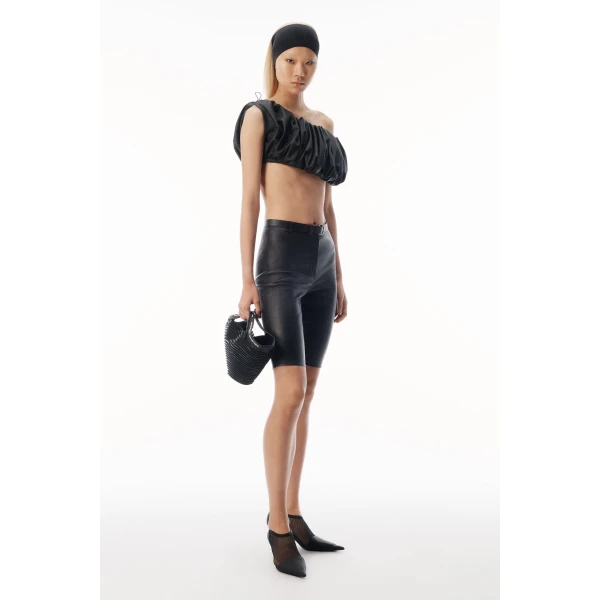 Alexander Wang High-Rise Leather Shorts with Belt in Black | Shorts | Luxury Shoes 