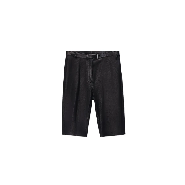 Alexander Wang High-Rise Leather Shorts with Belt in Black | Luxury Shoes 