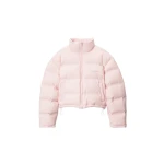 Alexander Wang Jacquard Channel Cropped Puffer with Reflective Logo in Light Pink | Luxury Shoes 
