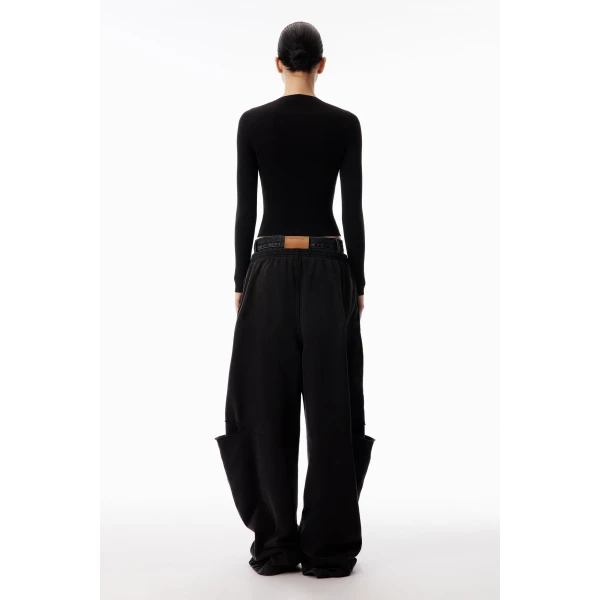 Alexander Wang Jacquard Logo Long Sleeve Crewneck Top in Black | Long Sleeve | Luxury Shoes 