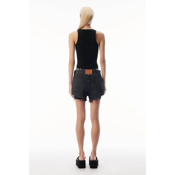Alexander Wang Jacquard Logo Racer Tank in Black | Sleeveless | Luxury Shoes 