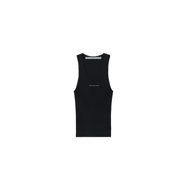 Jacquard Logo Racer Tank in Black