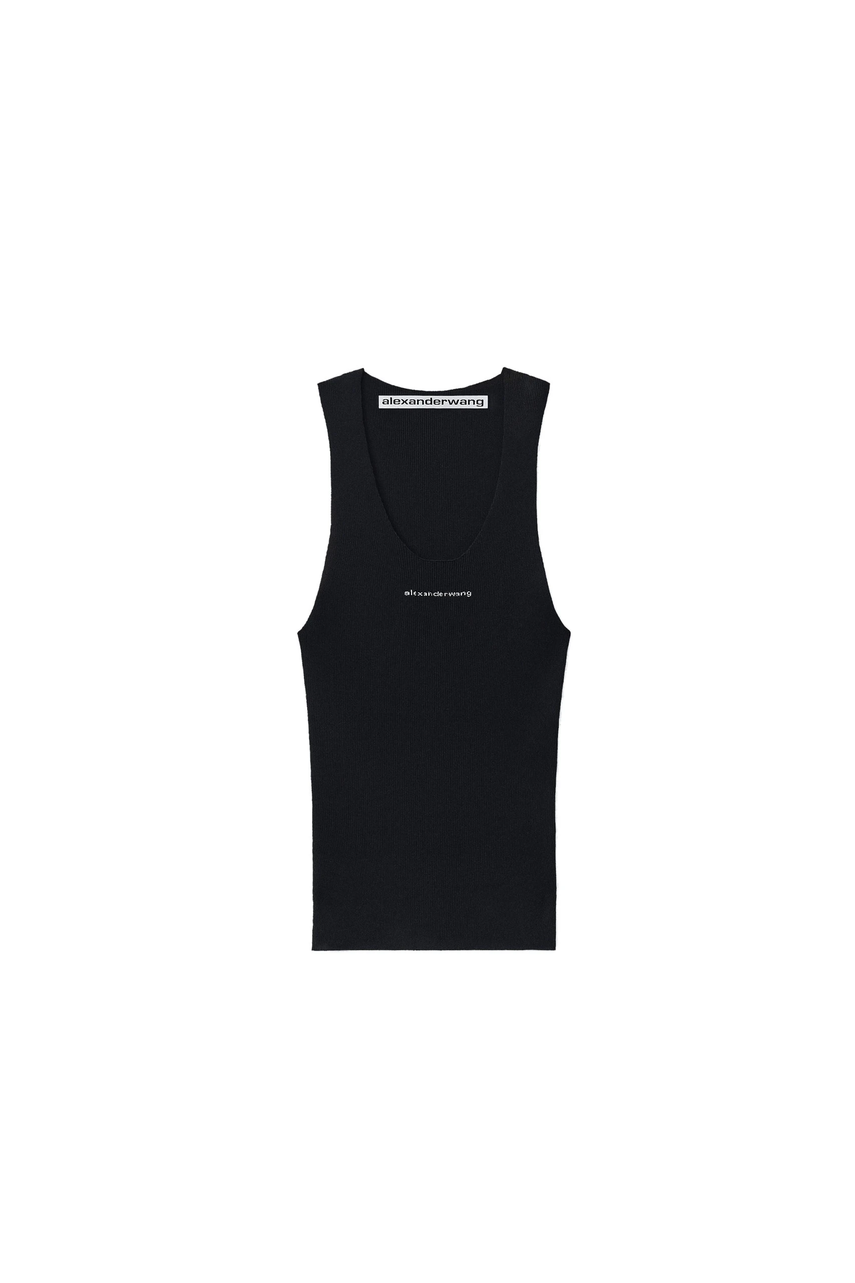 Alexander Wang Jacquard Logo Racer Tank in Black Alexander Wang Jacquard Logo Racer Tank in Black | Luxury Shoes