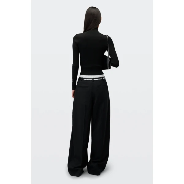 Alexander Wang Jacquard Logo Turtleneck in Black | Long Sleeve | Luxury Shoes 