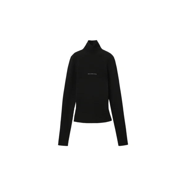 Jacquard Logo Turtleneck in Black