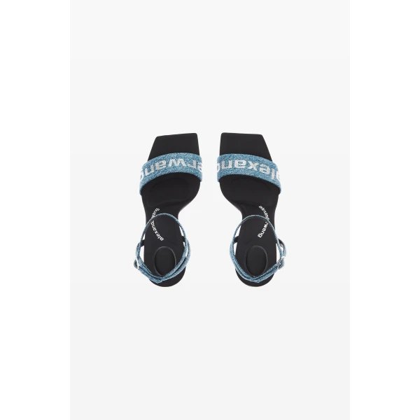 Alexander Wang Julie 105mm Billboard Denim Sandal in Vintage Medium Indigo | Sandals | Luxury Shoes 