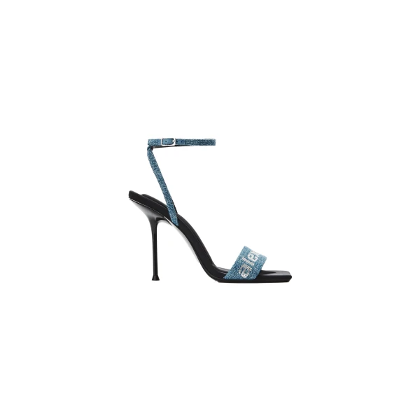 Alexander Wang Julie 105mm Billboard Denim Sandal in Vintage Medium Indigo | Luxury Shoes 