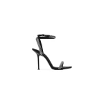 Alexander Wang Julie 105mm Crystal Hotfix Ankle Strap Sandal in Black and Silver | Luxury Shoes 