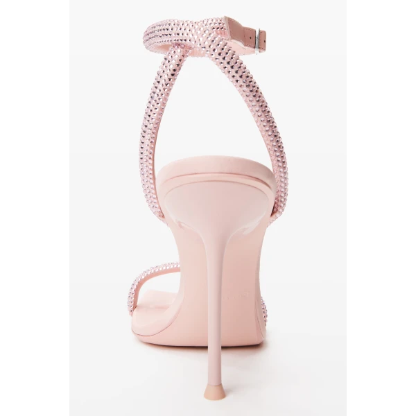 Alexander Wang Julie 105mm Crystal Hotfix Ankle Strap Sandal in Light Pink | Sandals | Luxury Shoes 