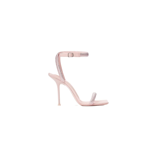 Alexander Wang Julie 105mm Crystal Hotfix Ankle Strap Sandal in Light Pink | Luxury Shoes 