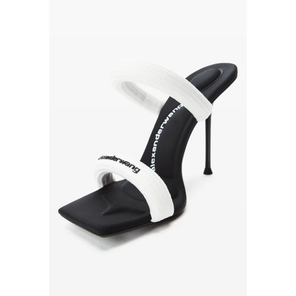 Alexander Wang Julie 105mm Nylon Tubular Sandal in White | Sandals | Luxury Shoes 