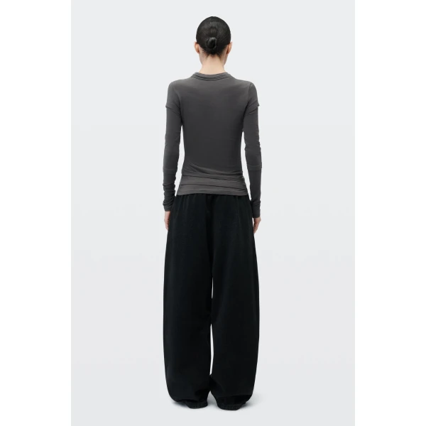 Alexander Wang Layered Long-Sleeve Top in Charcoal | Tops | Luxury Shoes 