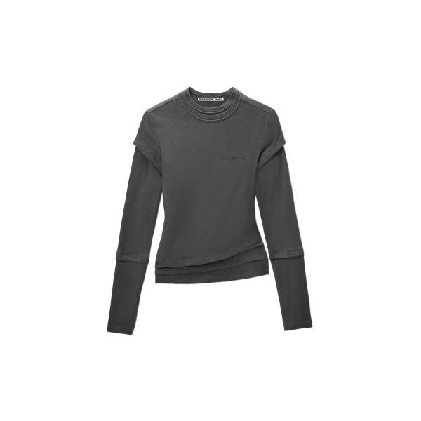 Alexander Wang Layered Long-Sleeve Top in Charcoal | Luxury Shoes 