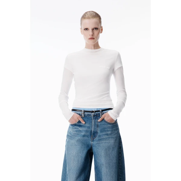 Alexander Wang Layered Long-Sleeve Top in White | Tops | Luxury Shoes 