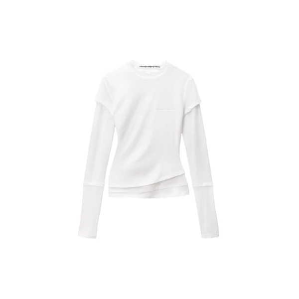 Layered Long-Sleeve Top in White