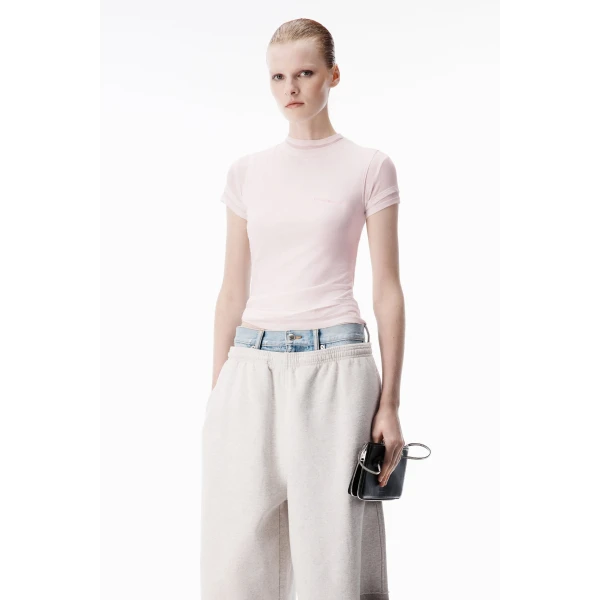 Alexander Wang Layered Short-Sleeve Top in Ballerina Pink | Shorts | Luxury Shoes 