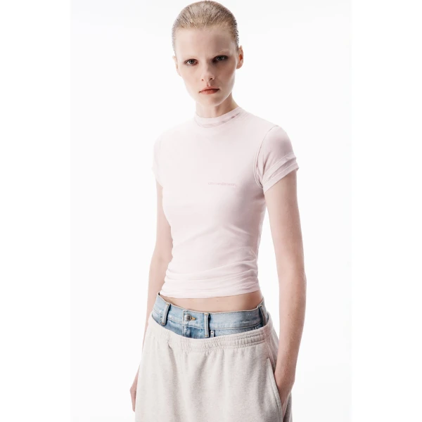 Alexander Wang Layered Short-Sleeve Top in Ballerina Pink | Shorts | Luxury Shoes 