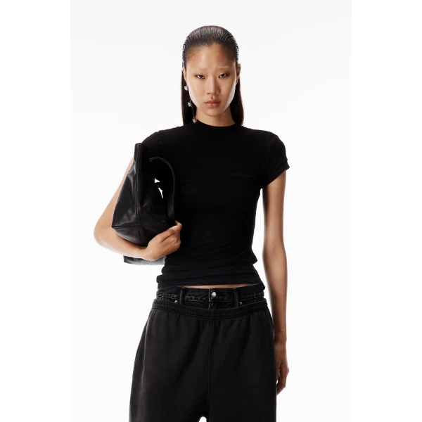 Alexander Wang Layered Short-Sleeve Top in Black | Shorts | Luxury Shoes 
