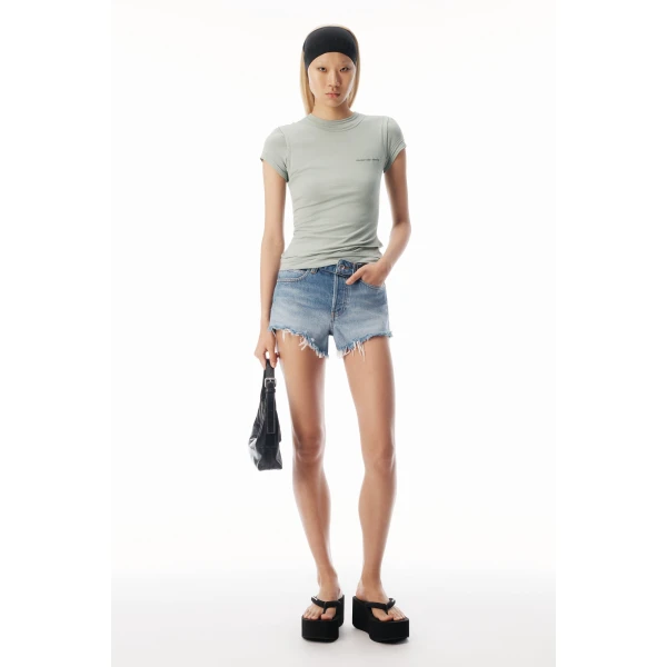 Alexander Wang Layered Short-Sleeve Top in Blaze Green | Shorts | Luxury Shoes 
