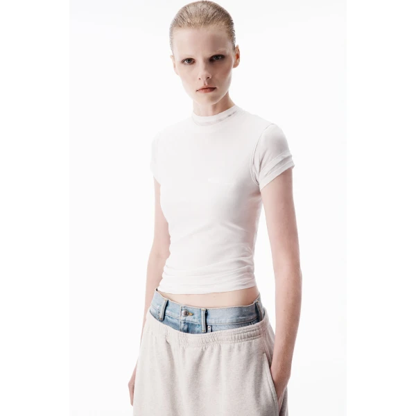 Alexander Wang Layered Short-Sleeve Top in White | Shorts | Luxury Shoes 