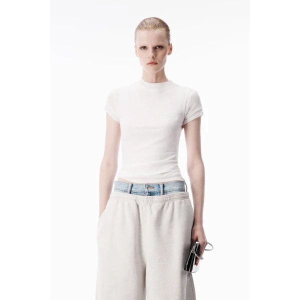 Alexander Wang Layered Short-Sleeve Top in White | Shorts | Luxury Shoes 
