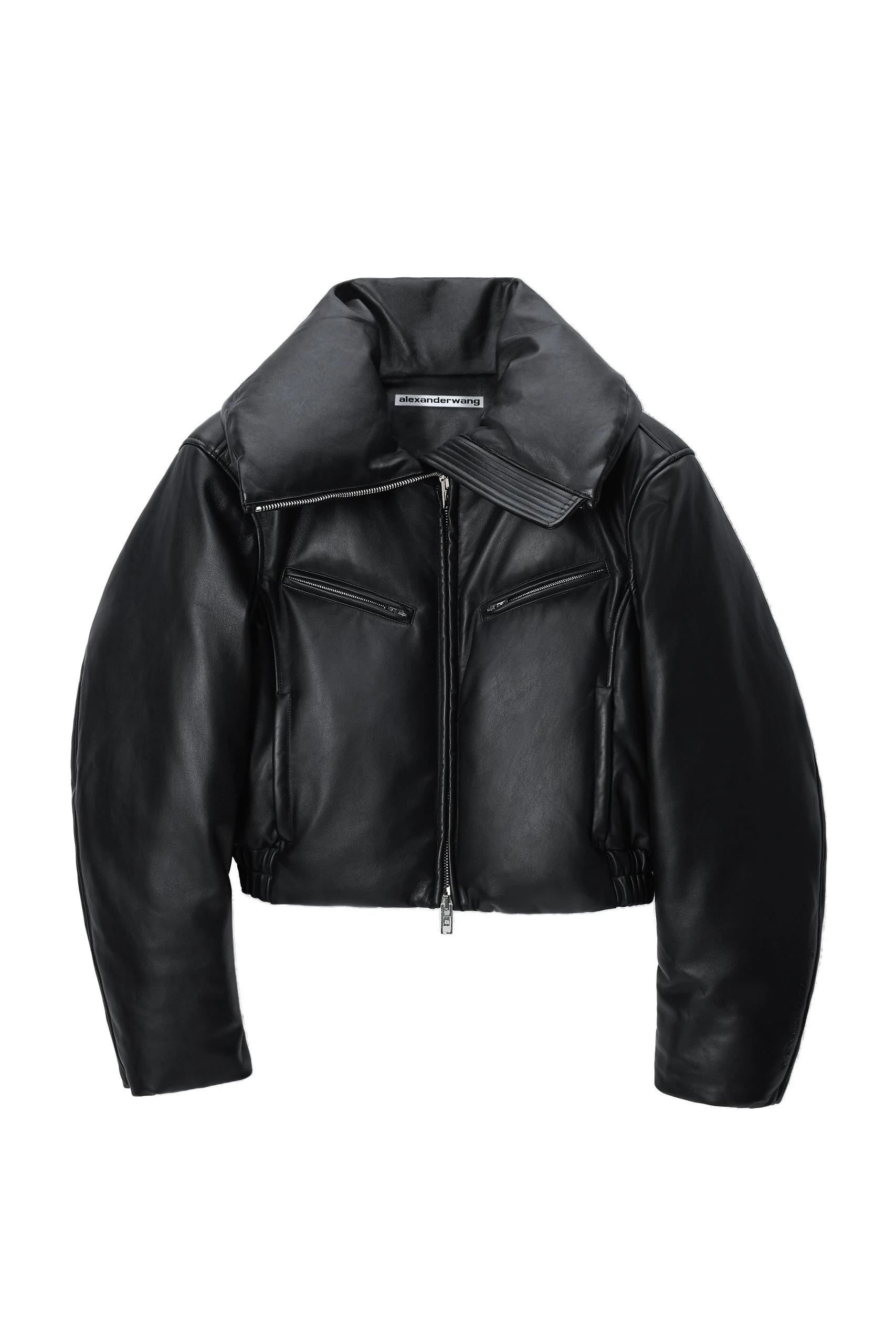 Alexander Wang Leather Funnel-Neck Puffer Jacket in Black Alexander Wang Leather Funnel-Neck Puffer Jacket in Black | Luxury Shoes