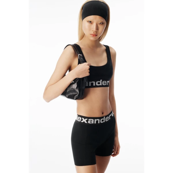 Alexander Wang Logo Elastic Bike Short in Black | Shorts | Luxury Shoes 