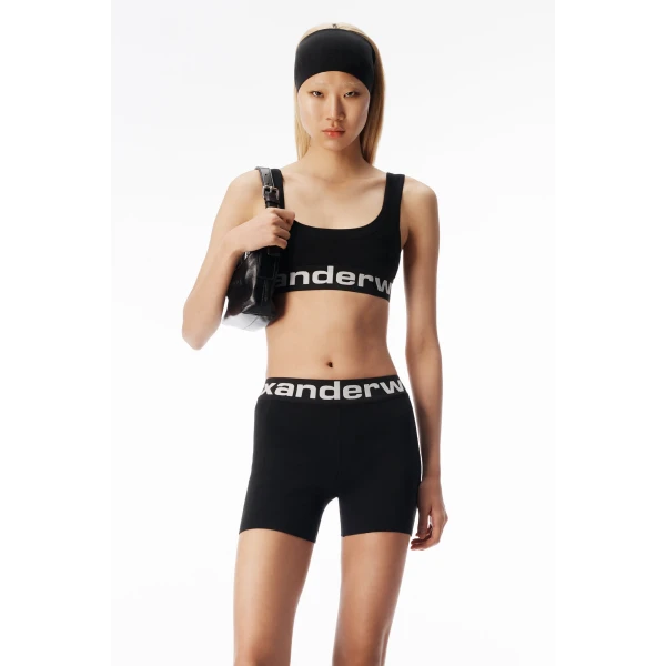 Alexander Wang Logo Elastic Bike Short in Black | Shorts | Luxury Shoes 