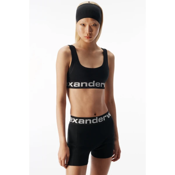 Alexander Wang Logo Elastic Bike Short in Black | Shorts | Luxury Shoes 