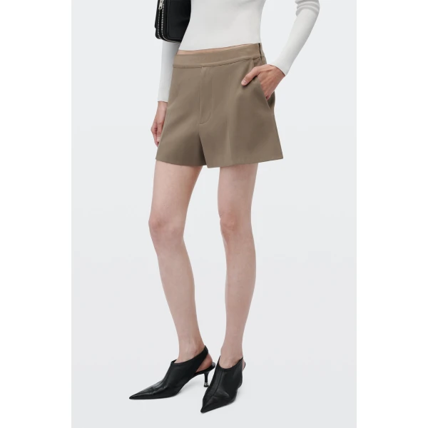Alexander Wang Logo Elastic High-Rise Mini Short in Fallen Rock | Shorts | Luxury Shoes 