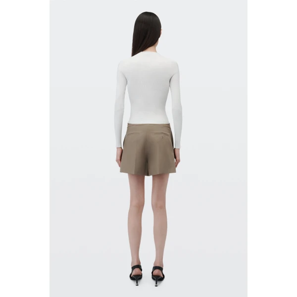 Alexander Wang Logo Elastic High-Rise Mini Short in Fallen Rock | Shorts | Luxury Shoes 