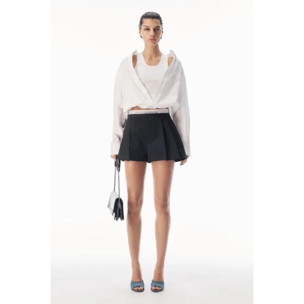 Alexander Wang Logo Elastic High-Rise Short in Black | Shorts | Luxury Shoes 