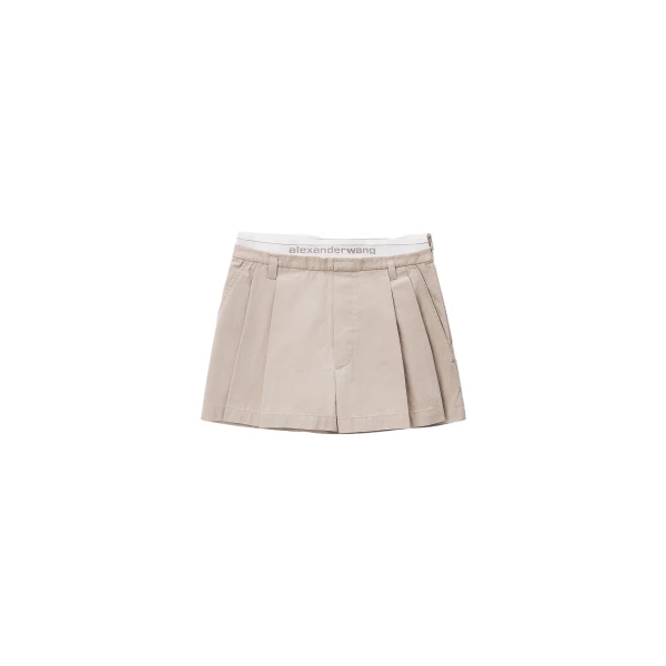 Logo Elastic High-Rise Short in Stone